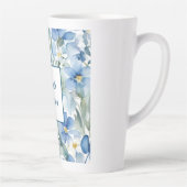 Retro Stilvolle Elegante Schlicht Blue White Blume Milchtasse (Rechts)