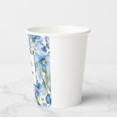 Retro Stilvolle Elegante Schlicht Blue White Blume Pappbecher (Links)