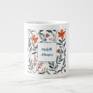 Retro Stilvolle Elegante Schlichte Blume Ihr Name Jumbo-Tasse