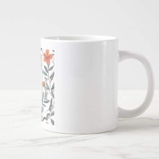Retro Stilvolle Elegante Schlichte Blume Ihr Name Jumbo-Tasse (Rechts)