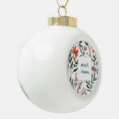 Retro Stilvolle Elegante Schlichte Blume Ihr Name Keramik Kugel-Ornament (Links)