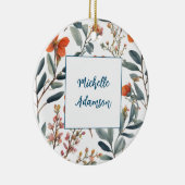 Retro Stilvolle Elegante Schlichte Blume Ihr Name Keramik Ornament (Rechts)