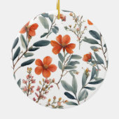 Retro Stilvolle Elegante Schlichte Blume Ihr Name Keramik Ornament (Hinten)