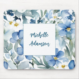 Retro Stilvolle Elegante Schlichte Blume Ihr Name Mousepad