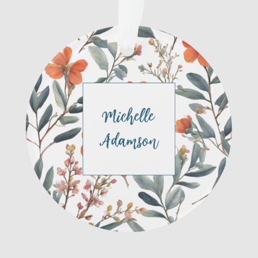 Retro Stilvolle Elegante Schlichte Blume Ihr Name Ornament (Vorderseite)