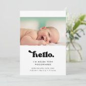 Retro stilvolle Hello Baby Foto Birth Ankündigung (Stehend Vorderseite)