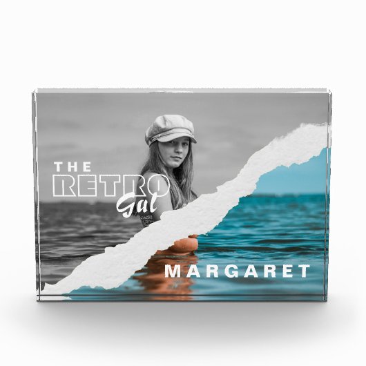 Retro Stilvolle Schwarz/Weiß Portrait Foto Display (Vorderseite)