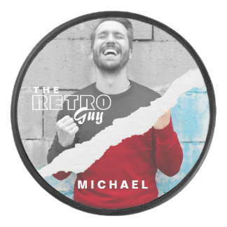 Retro Stilvolle Schwarz/Weiß Portrait Foto Display Eishockey Puck