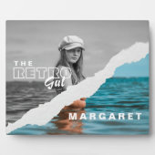 Retro Stilvolle Schwarz/Weiß Portrait Foto Display Fotoplatte (Vorderseite)