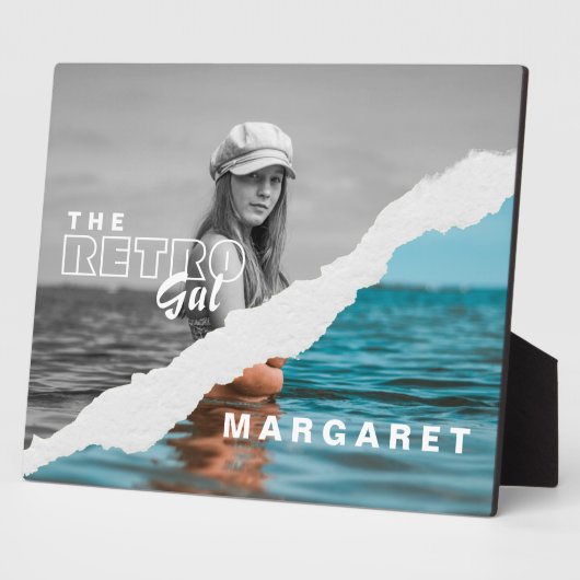 Retro Stilvolle Schwarz/Weiß Portrait Foto Display Fotoplatte (Seite)