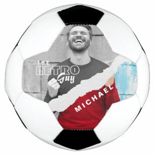 Retro Stilvolle Schwarz/Weiß Portrait Foto Display Fußball