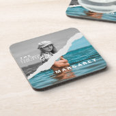 Retro Stilvolle Schwarz/Weiß Portrait Foto Display Getränkeuntersetzer (Linke Seite)