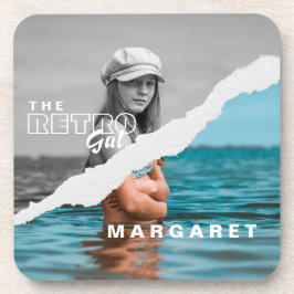 Retro Stilvolle Schwarz/Weiß Portrait Foto Display Getränkeuntersetzer