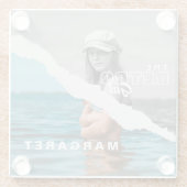 Retro Stilvolle Schwarz/Weiß Portrait Foto Display Glasuntersetzer (Rückseite)