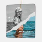 Retro Stilvolle Schwarz/Weiß Portrait Foto Display Keramikornament (Links)