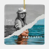 Retro Stilvolle Schwarz/Weiß Portrait Foto Display Keramikornament (Rückseite)