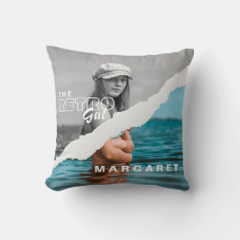 Retro Stilvolle Schwarz/Weiß Portrait Foto Display Kissen