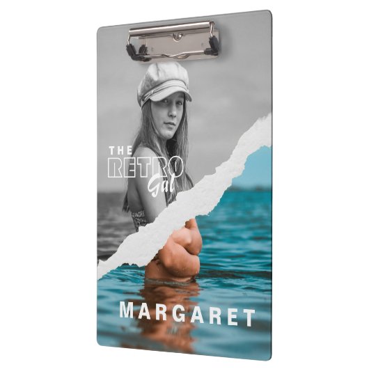 Retro Stilvolle Schwarz/Weiß Portrait Foto Display Klemmbrett (Links)