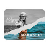 Retro Stilvolle Schwarz/Weiß Portrait Foto Display Magnet (Horizontal)