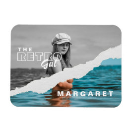 Retro Stilvolle Schwarz/Weiß Portrait Foto Display Magnet