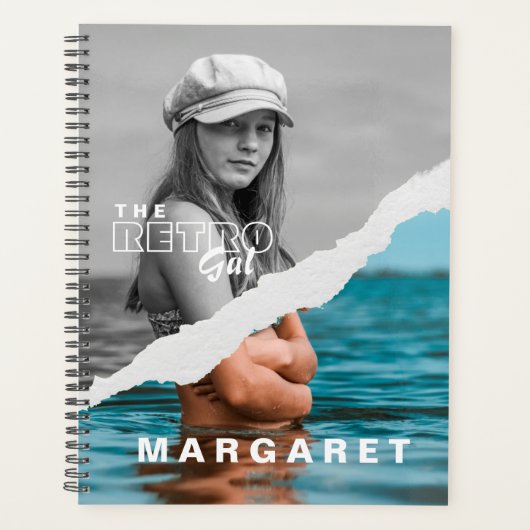 Retro Stilvolle Schwarz/Weiß Portrait Foto Display Planer (Vorderseite)