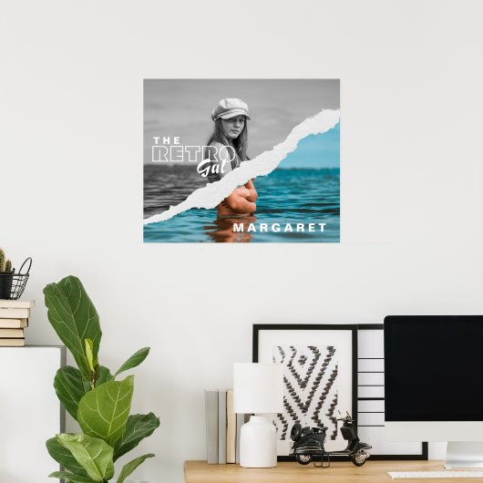 Retro Stilvolle Schwarz/Weiß Portrait Foto Display Poster (Heimbüro)