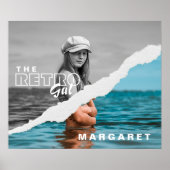 Retro Stilvolle Schwarz/Weiß Portrait Foto Display Poster (Vorne)