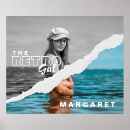 Retro Stilvolle Schwarz/Weiß Portrait Foto Display Poster