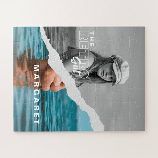 Retro Stilvolle Schwarz/Weiß Portrait Foto Display Puzzle (Horizontal)