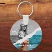 Retro Stilvolle Schwarz/Weiß Portrait Foto Display Schlüsselanhänger (Vorderseite)