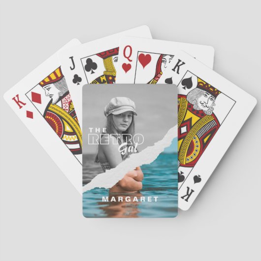 Retro Stilvolle Schwarz/Weiß Portrait Foto Display Spielkarten (Rückseite)