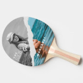 Retro Stilvolle Schwarz/Weiß Portrait Foto Display Tischtennis Schläger (Seitenansicht)