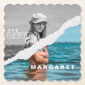 Retro Stilvolle Schwarz/Weiß Portrait Foto Display Untersetzer (Vorderseite)