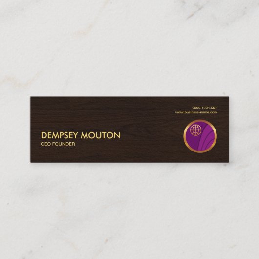 Retro stilvoller beruflicher hölzerner Korn Mini Visitenkarte (Vorderseite)