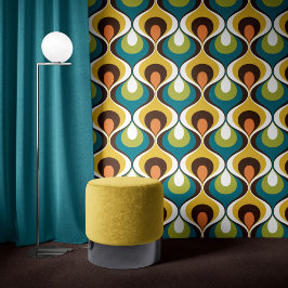 Retro-Stimmung Aquamarin orange Gelbbraun Tapete