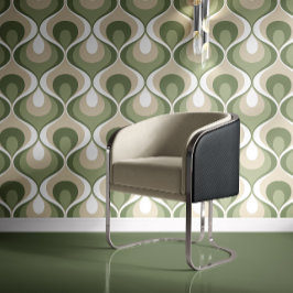 Retro-Stimmung Olive Sage Green Beige Tapete