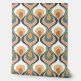 Retro-Stimmung Teal Sage Rost Orange Terrakotta Pf Tapete