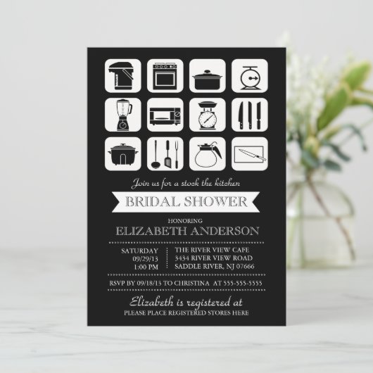 Retro Stock die Küchendusche Einladung (Stehend Vorderseite)