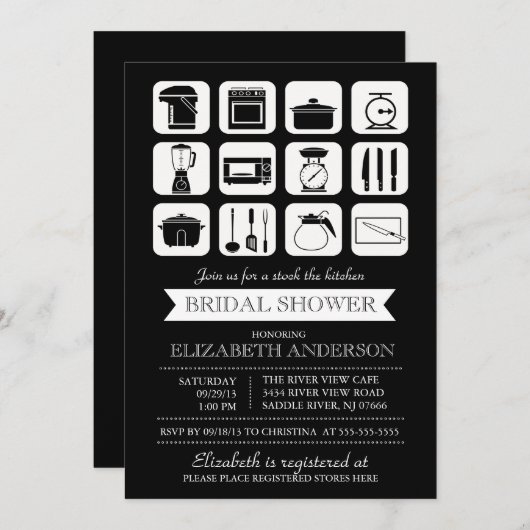 Retro Stock die Küchendusche Einladung (Vorne/Hinten)