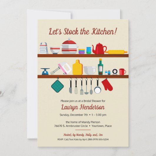 Retro Stock the Kitchen Brautparty Einladung (Vorderseite)