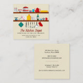 Retro Stock the Kitchen Koch Quadratische Visitenkarte (Vorne/Hinten)