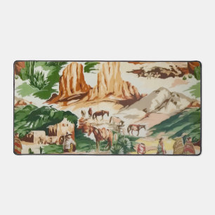 Retro-Stoff Western-Landschaft-Thema Schreibtischunterlage