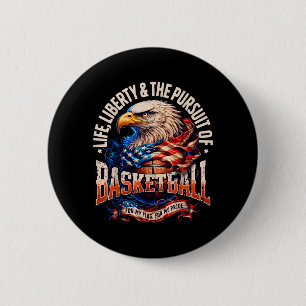 Retro Stolz Basketball Adler Amerikanische Flagge Button
