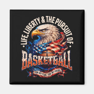 Retro stolzer Basketball-Adler Amerikanische Flagg Magnet