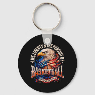 Retro stolzer Basketball-Adler Amerikanische Flagg Schlüsselanhänger