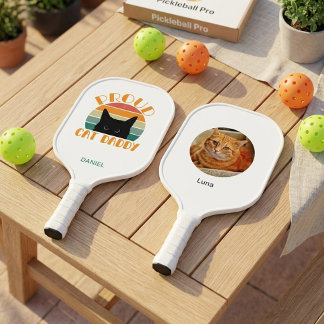 Retro stolzer Katzenvater mit individuellem Katzen Pickleball Schläger