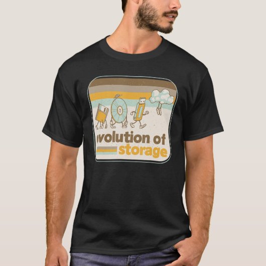 Retro Storage Evolution Disk USB Stick Cloud Geeky T-Shirt (Vorderseite)