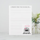 Retro Stove Pink Kitchen Rezept Papier (Stehend Vorderseite)