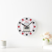 Retro Stove Red & Black Kitchlock Runde Wanduhr (Zuhause)
