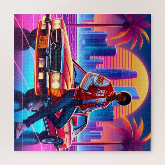 Retro-Strahlung: Neon Nostalgie Puzzle (Horizontal)